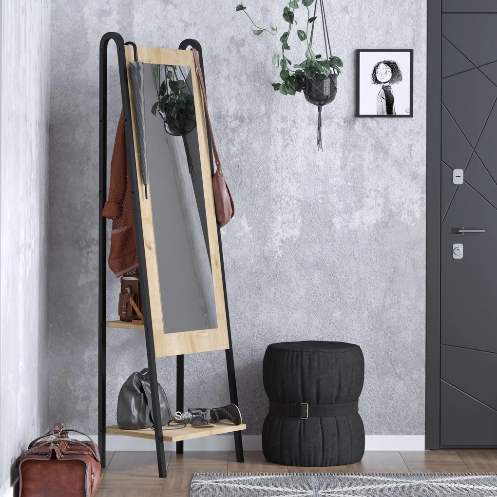 Set mobilier pentru hol Manet (Stejar + Negru). 1073560