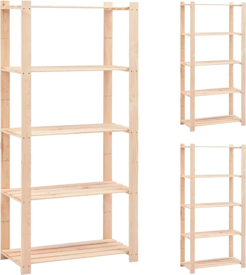 vidaXL Etajere cu 5 niveluri, 3 buc., 80x38x170 cm, pin masiv, 250 kg