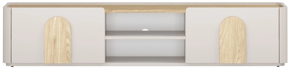 Comodă TV cu sertar Amilio 170 cm - cașmir / stejar uleiat / mânere stejar deschis
