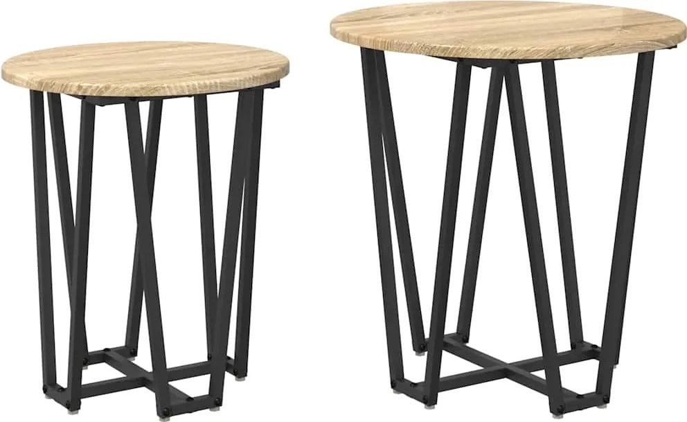 vidaXL Set măsuțe laterale 2 pcs Stejar Sonoma și negru