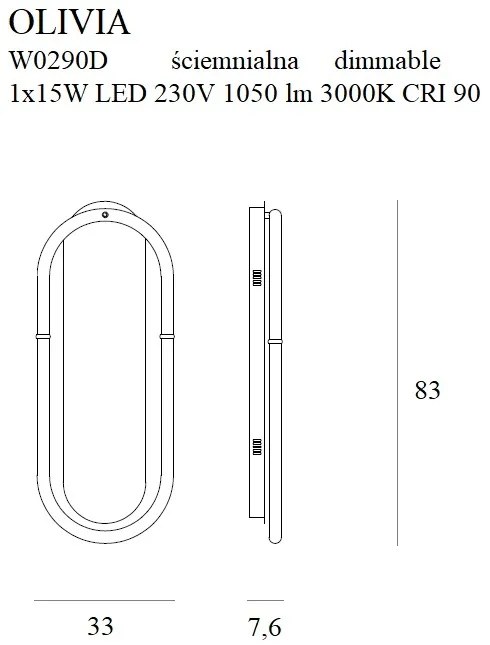 Aplica de perete LED dimabil Olivia W0290D MX