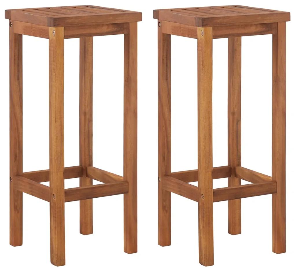 Set mobilier de bar de gradina, 3 piese, lemn masiv de acacia Taburete de bar cu sezut patrat, 3