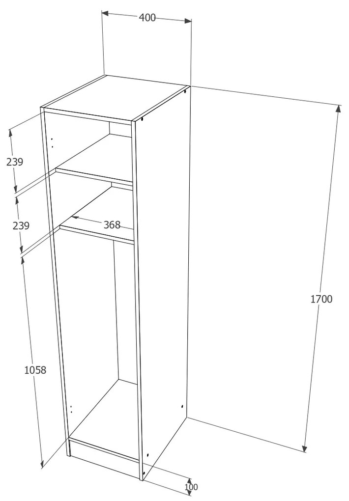 Dulap Remi, O Usa, Stejar Bronz, 40 x 51 x 170 cm