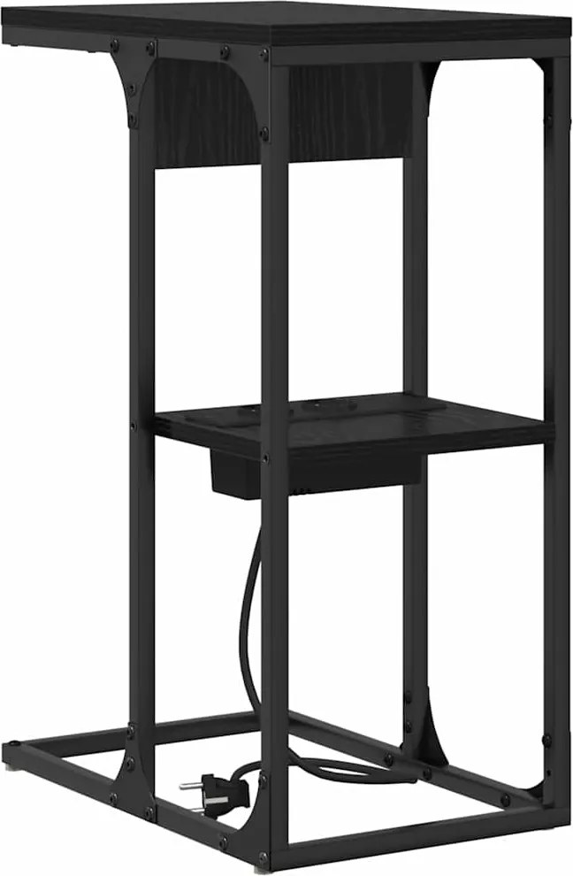 vidaXL Dulap de noapte Stejar Negru 41,5 x 26 x 60,5 cm Lemn compozit