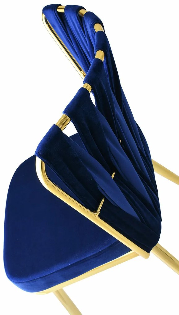 Set de scaune de sufragerie Kusakli Navy Blue andGold, 4 buc.