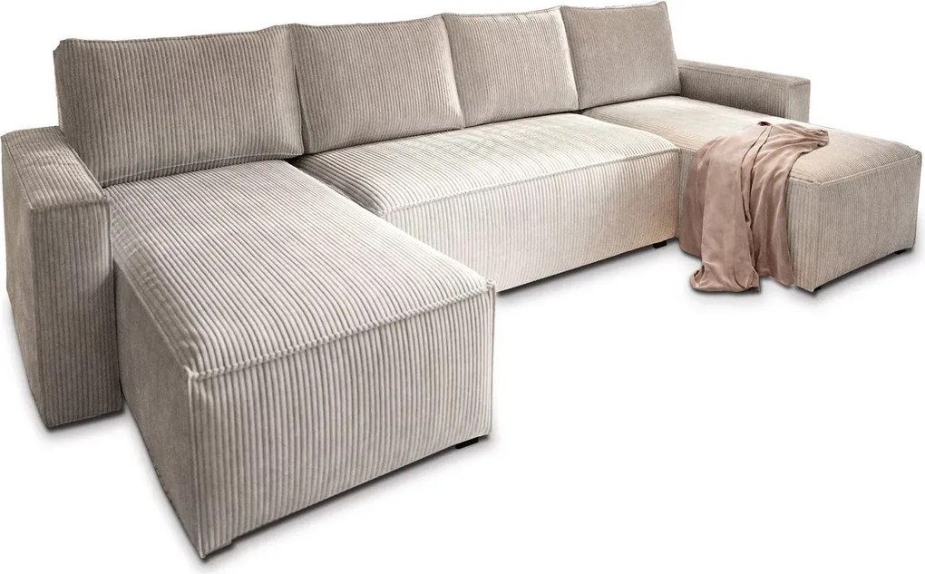 OFERTA Set mobilier coltar in forma de U SMART COSARO bej deschis 295x140 cm clasa a II-a