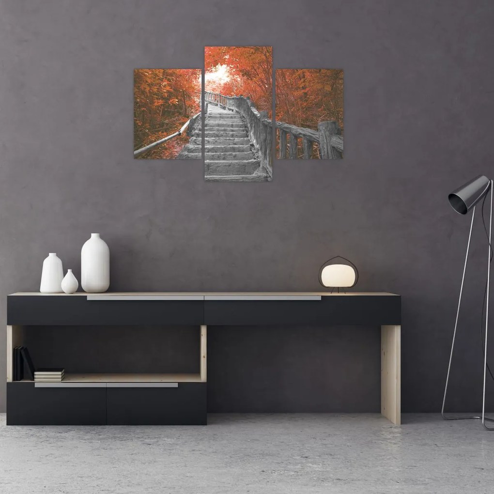 Tablou - Scări în natură, portocaliu (90x60 cm)