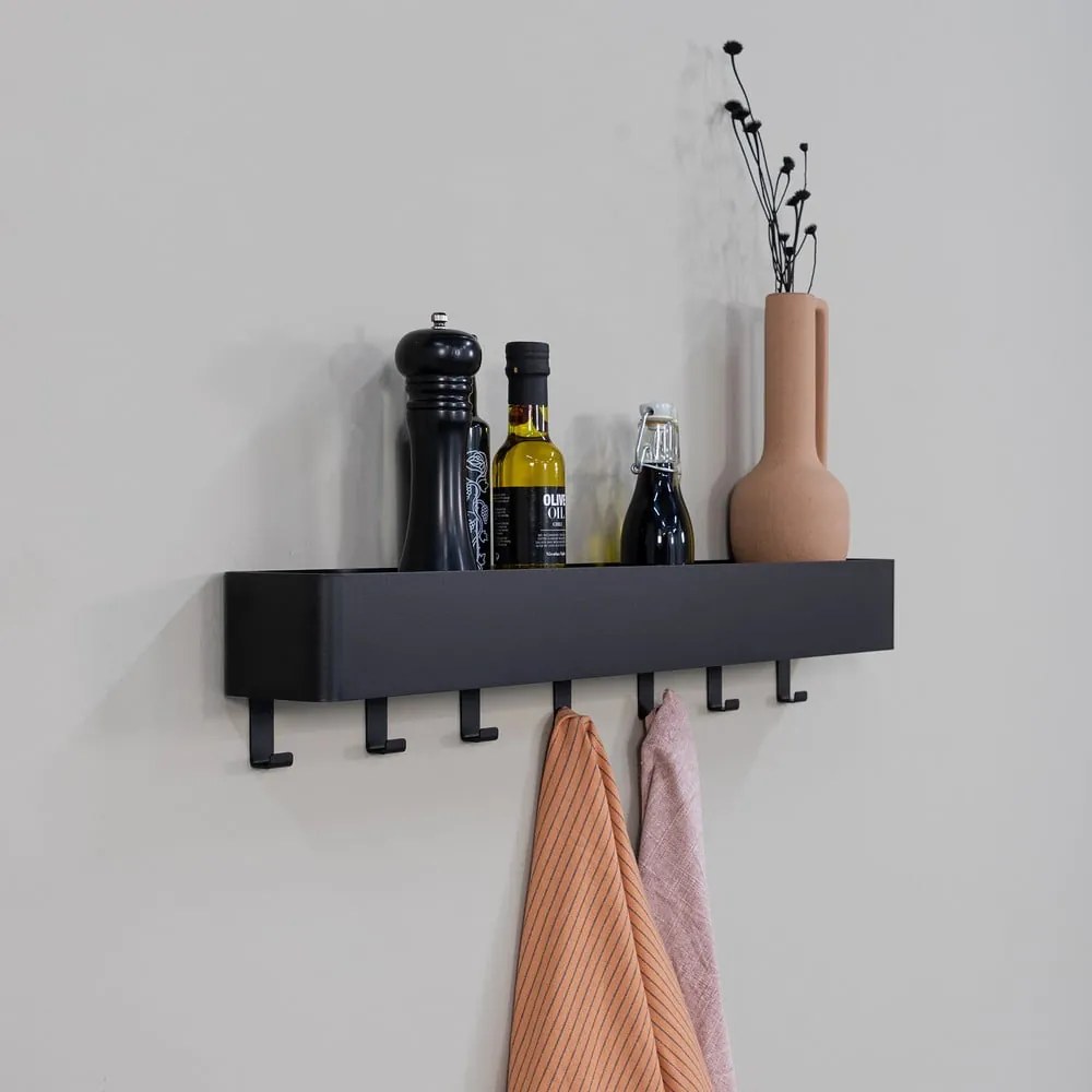 Raft pentru baie negru de montat pe perete din oțel Multi – Spinder Design