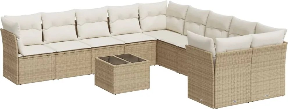 vidaXL Set canapele de grădină cu perne, 11 piese, bej, poliratan
