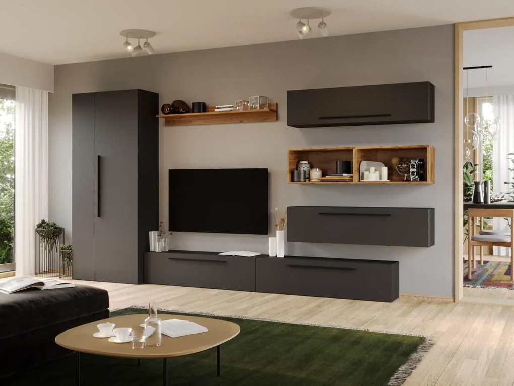 Set Mobila Living Tapo Gri Antracit C07
