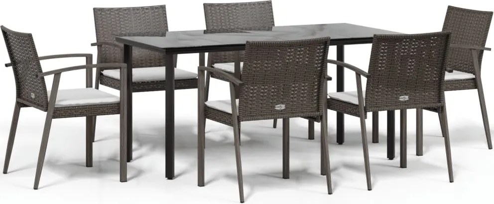 vidaXL Set mobilier de grădină cu perne, 7 piese, poliratan și oțel