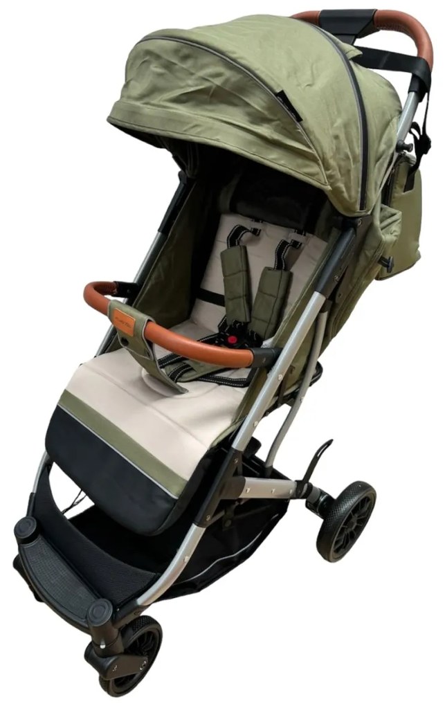 Carucior sport cu functie de pliere tip troller, sezut reglabil, husa pentru picioare si geanta 6-36 luni, Verde - CPC-62-verde