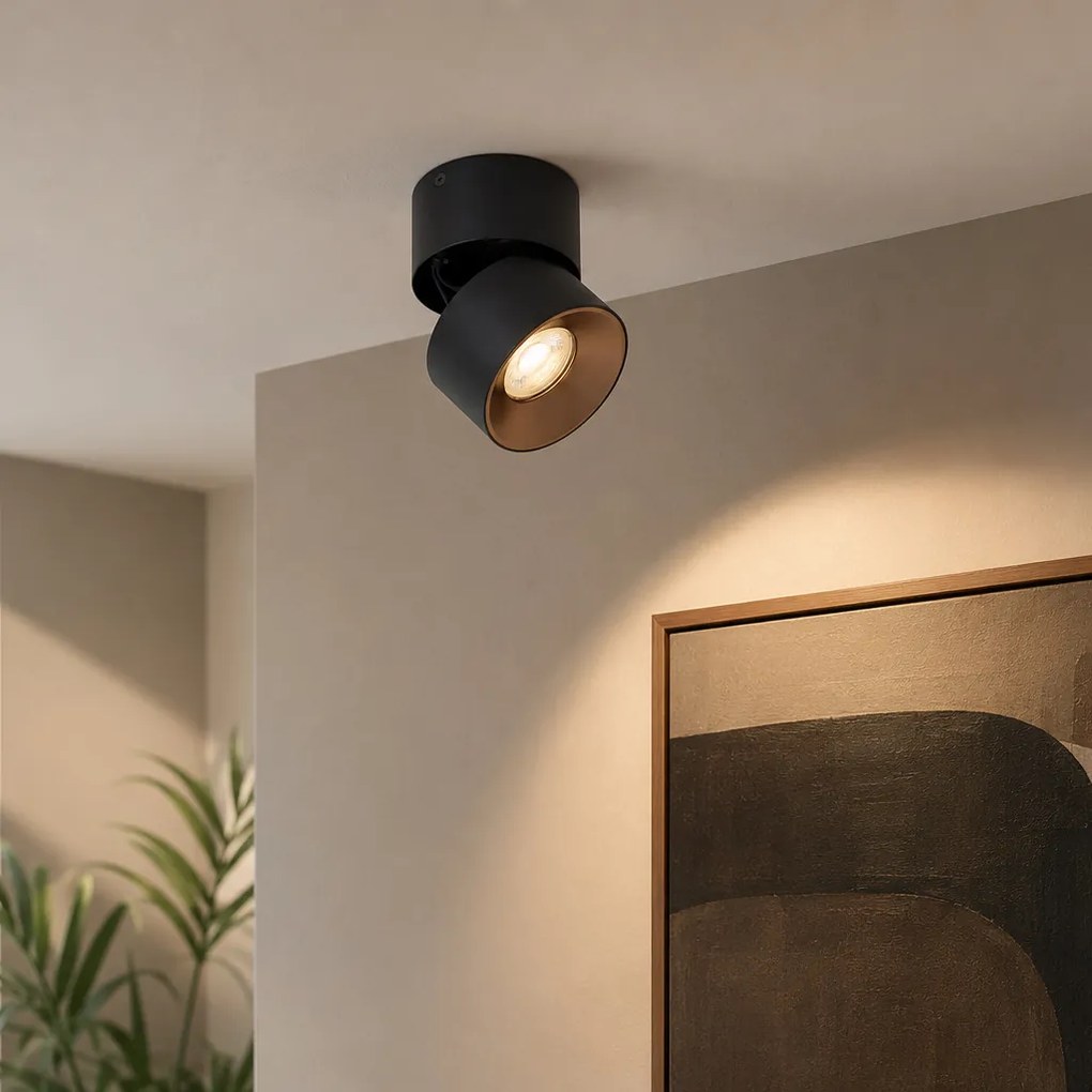 Spot aplicat modern negru GU10 50mm orientabil - Echo