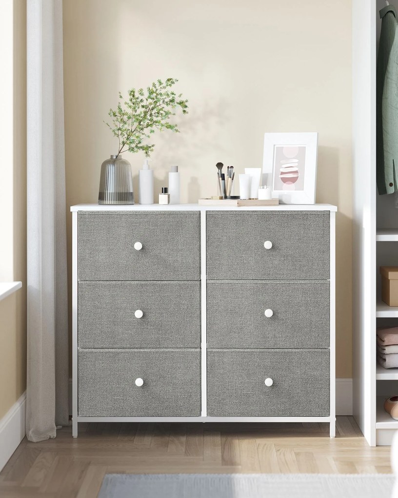 Comoda cu sertare HESTO 80x71 cm, alba/gri