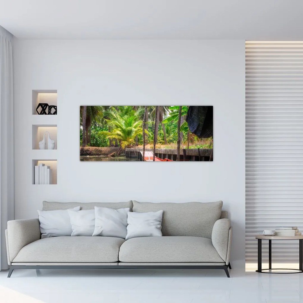 Tablou - Nava din lemn în canal , Thailand (120x50 cm)
