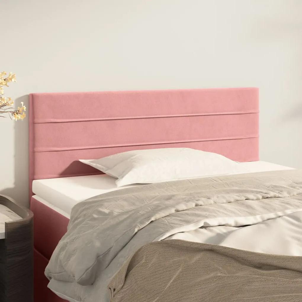 346129 vidaXL Tăblie de pat, roz, 90x5x78/88 cm, catifea