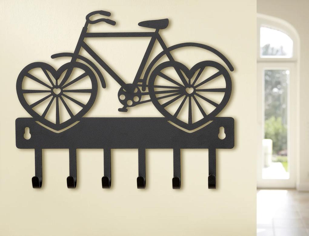 Cuier suspendat Bike heart, fier, negru, 24x2,5x19,5 cm