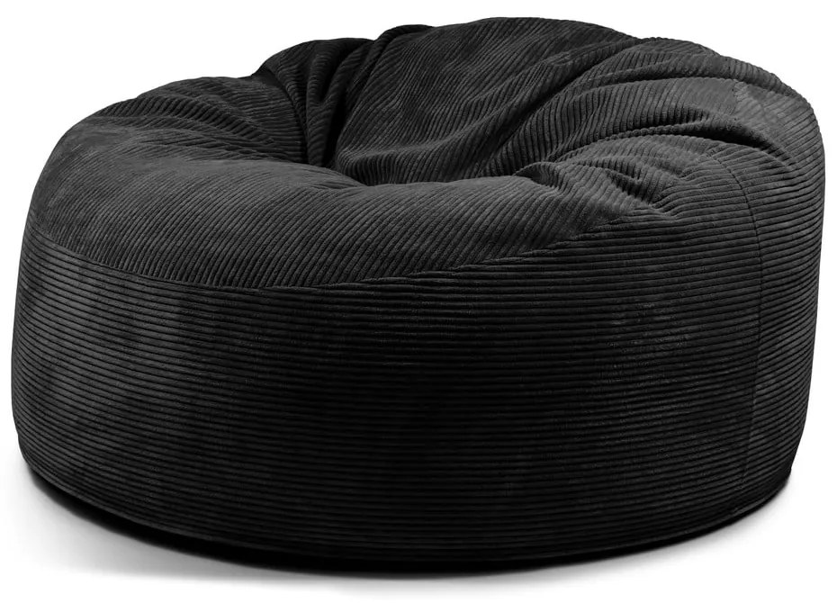 Fotoliu bean bag negru cu tapițerie din catifea reiată Om 135 – SLOWDOWN