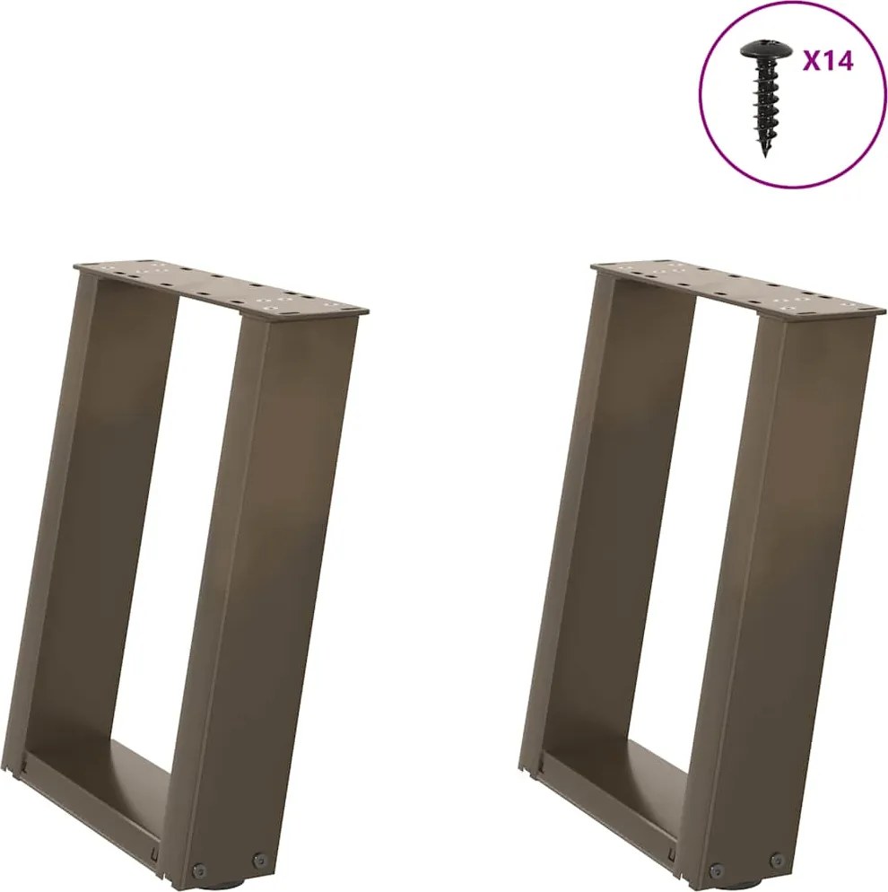 vidaXL Picioare pentru măsuță de cafea în formă de U, 2 buc., oțel natural, 38x(42-43) cm
