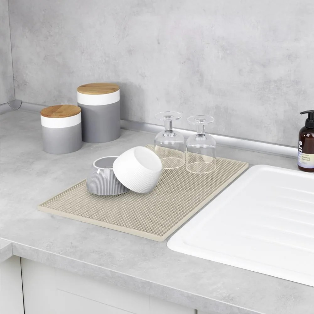 Scurgător de vase bej din cauciuc 40x30 cm Maxi – Wenko