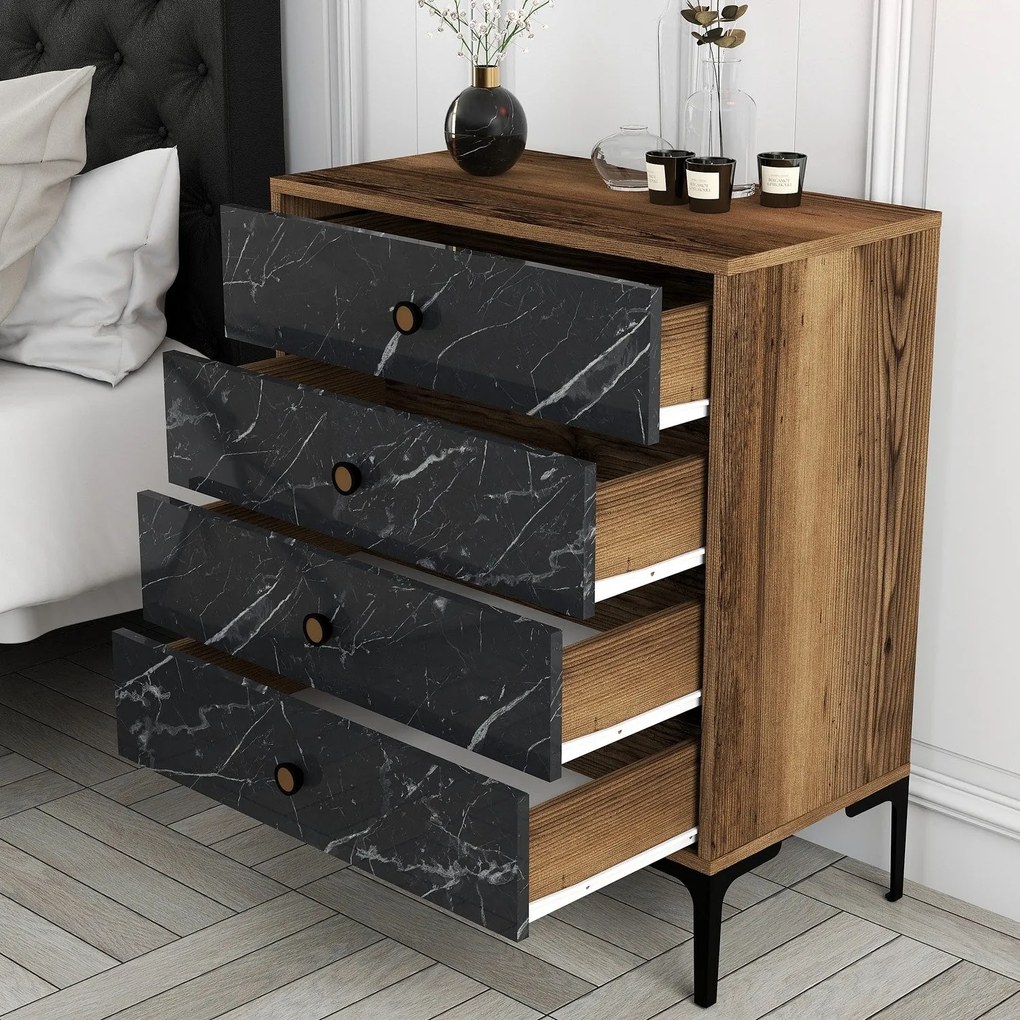 Cabinet Lizbon 541 - Walnut, Black