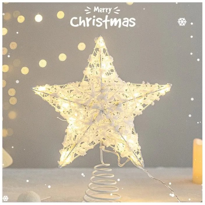 Stea luminoasa LED pentru pomul de Craciun WHITE STAR 25 cm, alba