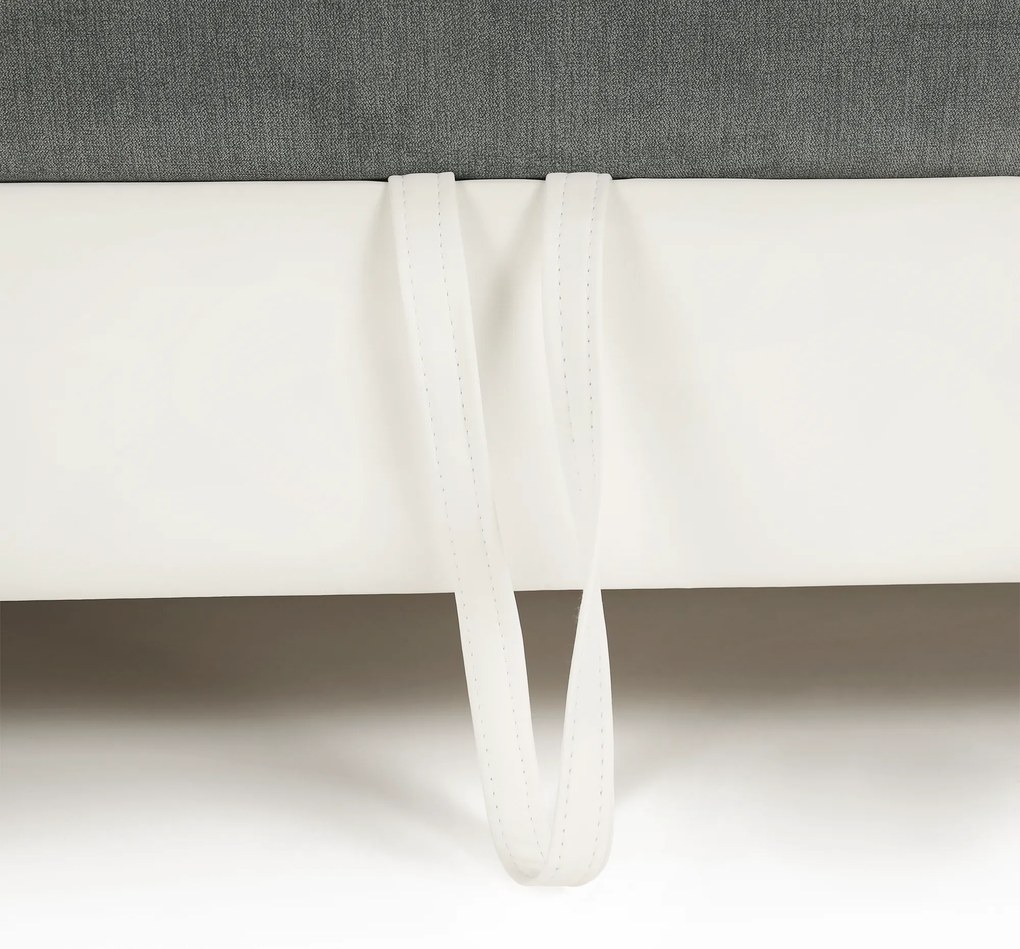 Colţar mic, piele ecologică alb/material textil gri, model stânga, SANTIAGO