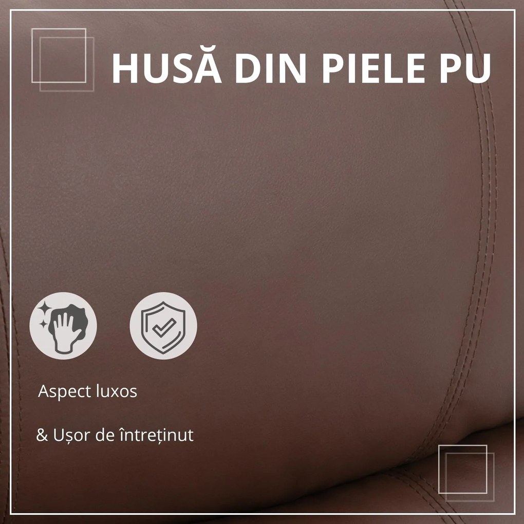 Fotoliu Relax Manual cu Spatar Rabatabil si Taburet din Piele Sintetica Maro HOMCOM | Aosom Romania