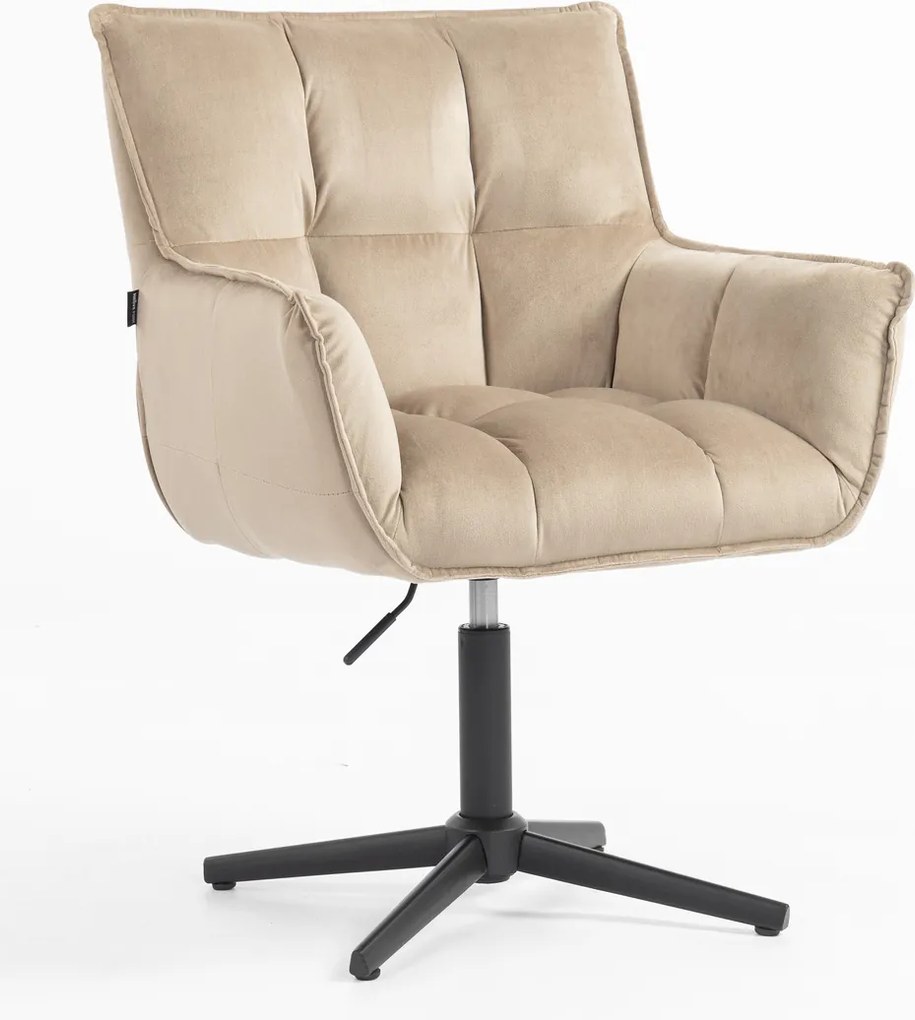 HR560CROSS Scaun Catifea Latte cu Bază Neagră