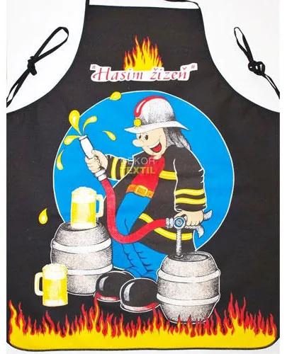 Șorț de bucătărie - pompier negru