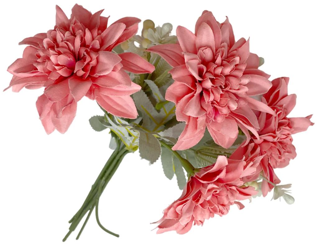 Crizanteme roz artificiale, Kim, 35cm