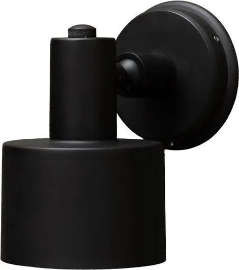 Aplică de perete din metal negru, formă cilindrică, finisaj mat, 20 × 17 × 11 cm, „Spot Black Edition"