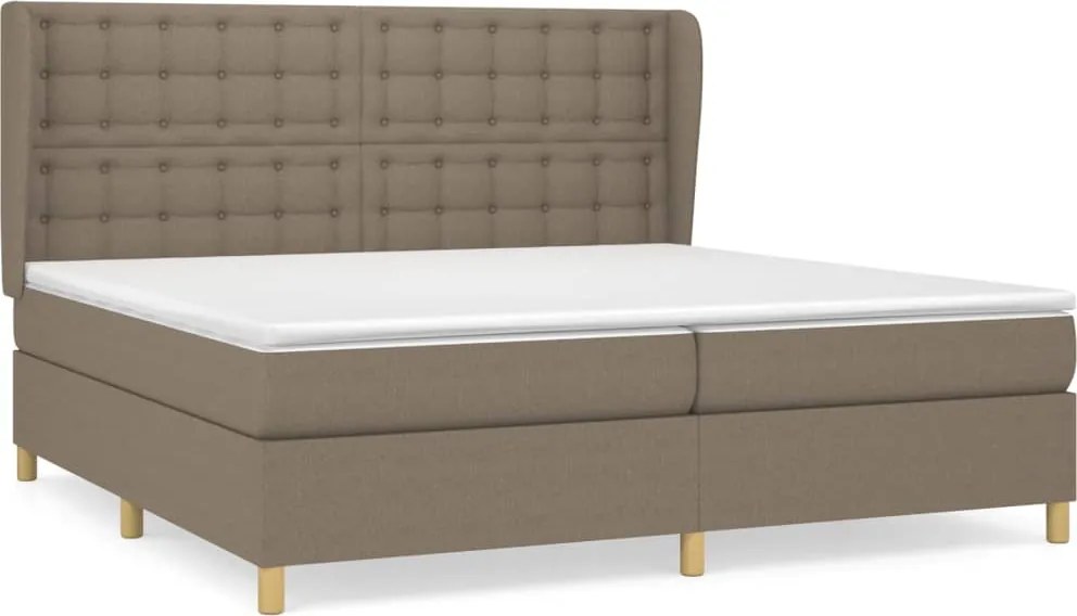 vidaXL Pat box spring cu saltea, gri taupe, 200x200 cm, textil