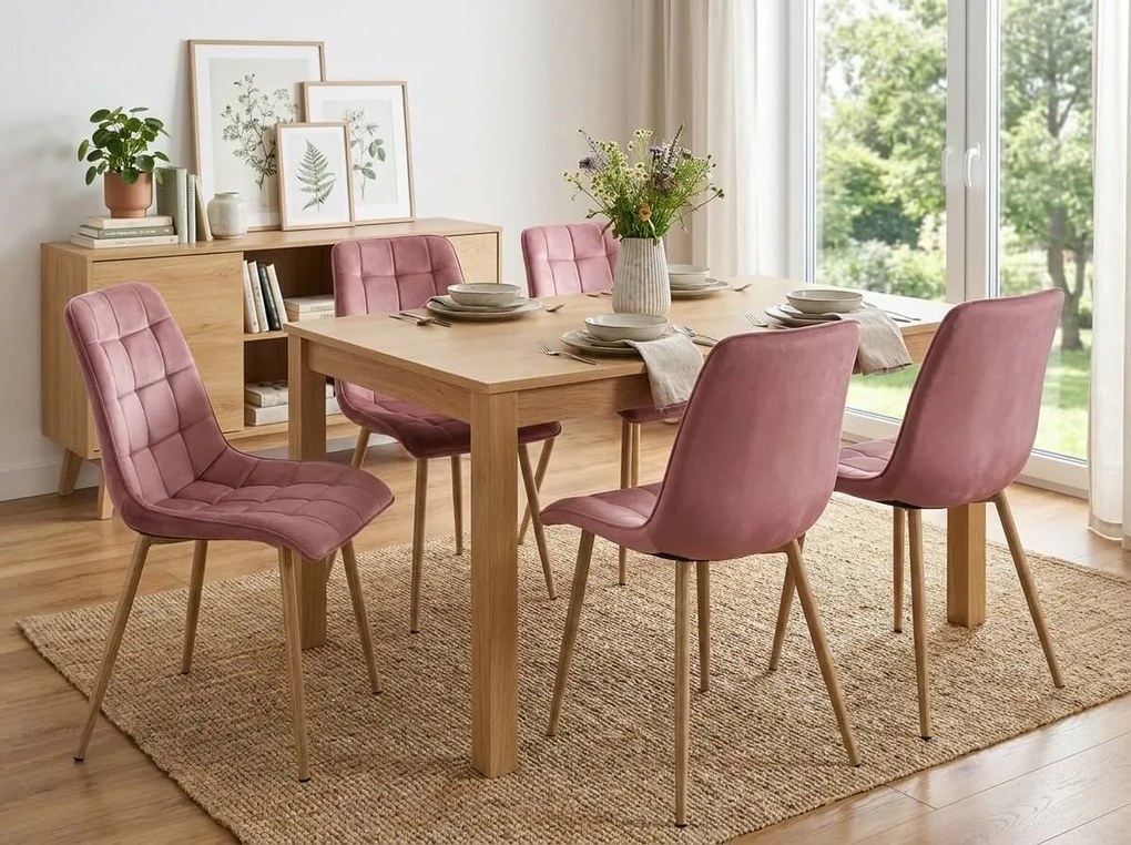 Scaun de dining SPLIT VELVET, roz