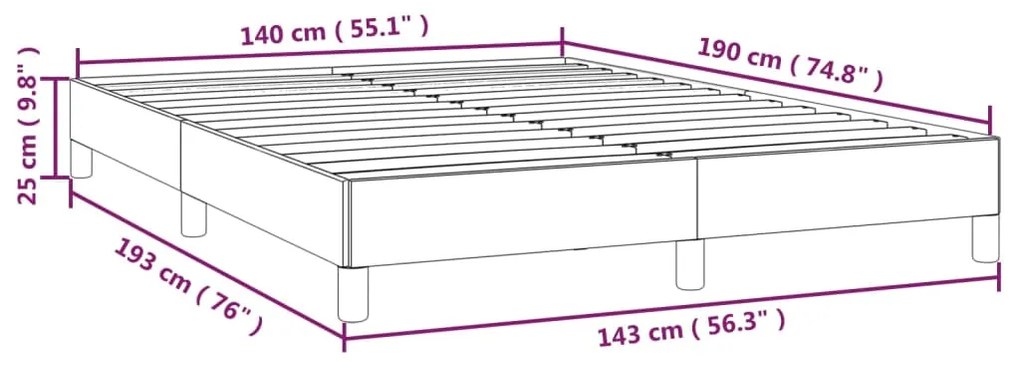 Cadru de pat, crem, 140x190 cm, piele ecologica Crem, 25 cm, 140 x 190 cm