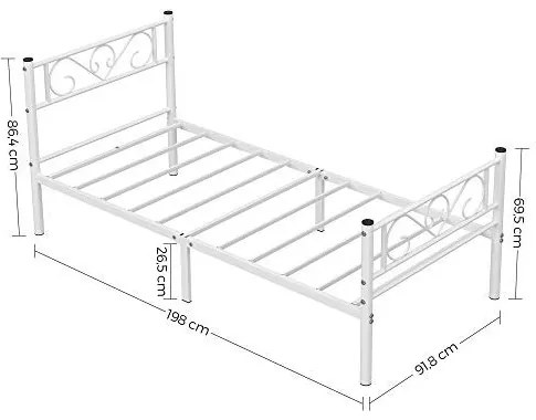 Pat 1 Persoana, Metal, Alb, Vasagle, RMB061W01