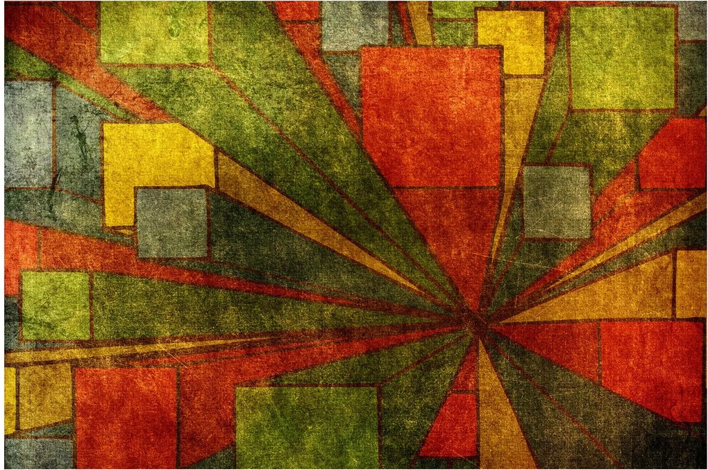 Tablou cu abstracție geometrică (90x60 cm)