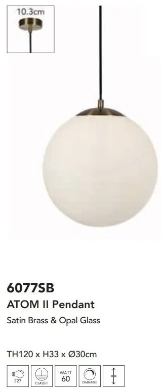 Lustra, Pendul din sticla Atom II, 30cm