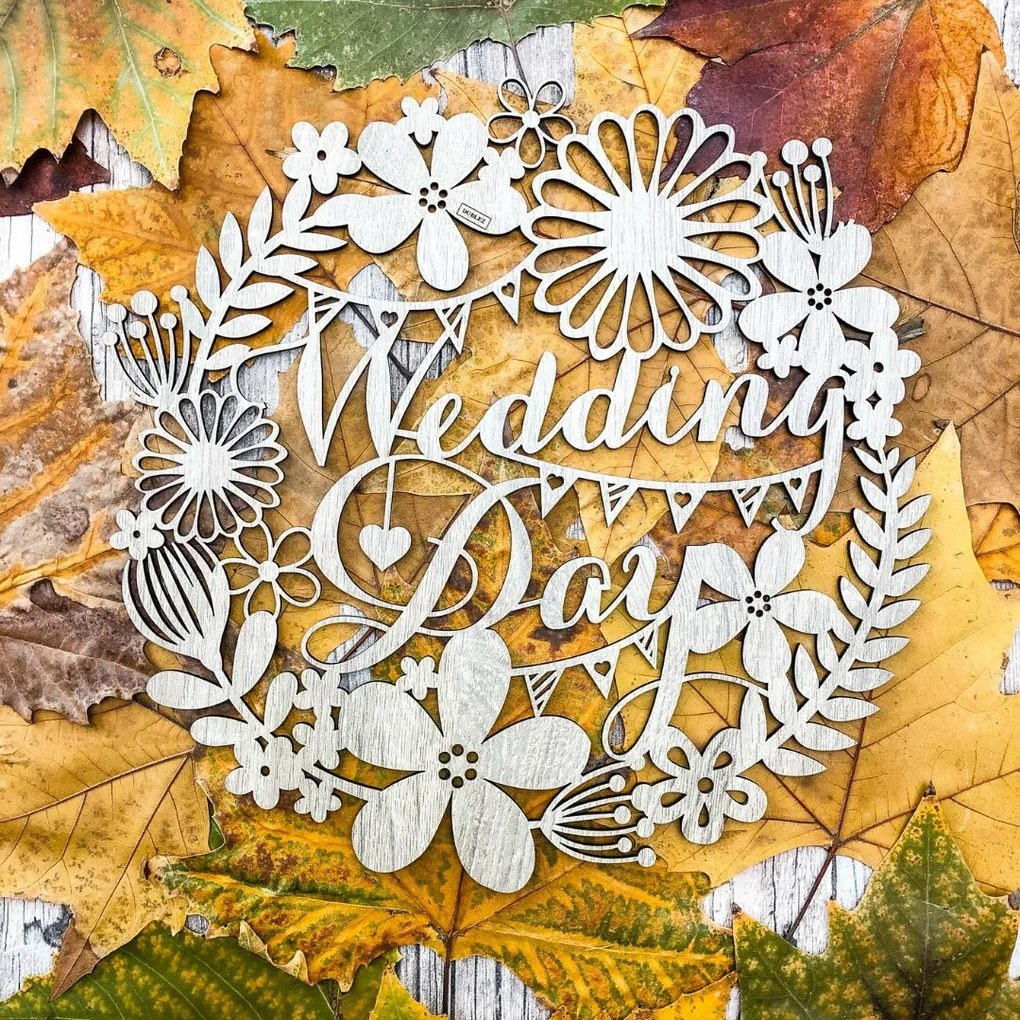 DUBLEZ | Decorațiune pentru nuntă - Coroniță din lemn Wedding day