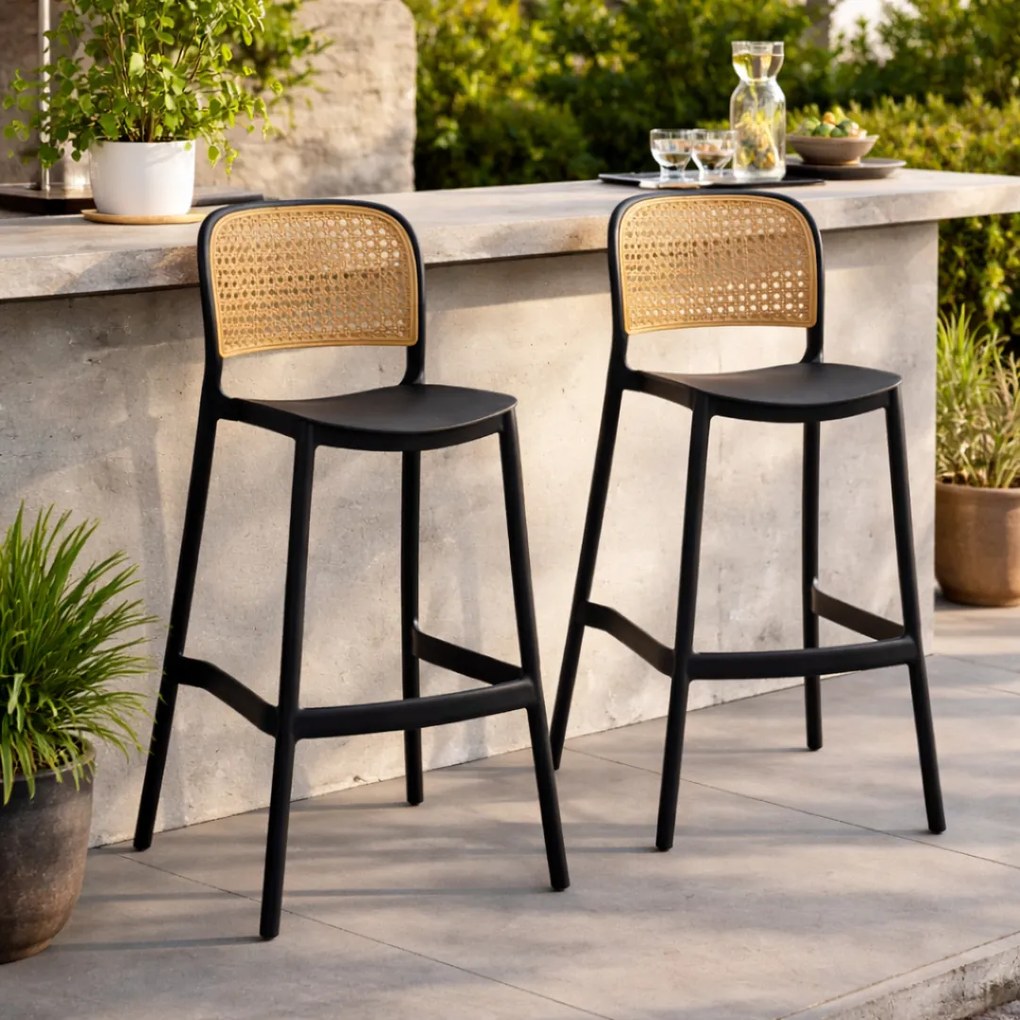 Scaun de bar, stivuibil, negru/bej, RAVID NEW TYP 3