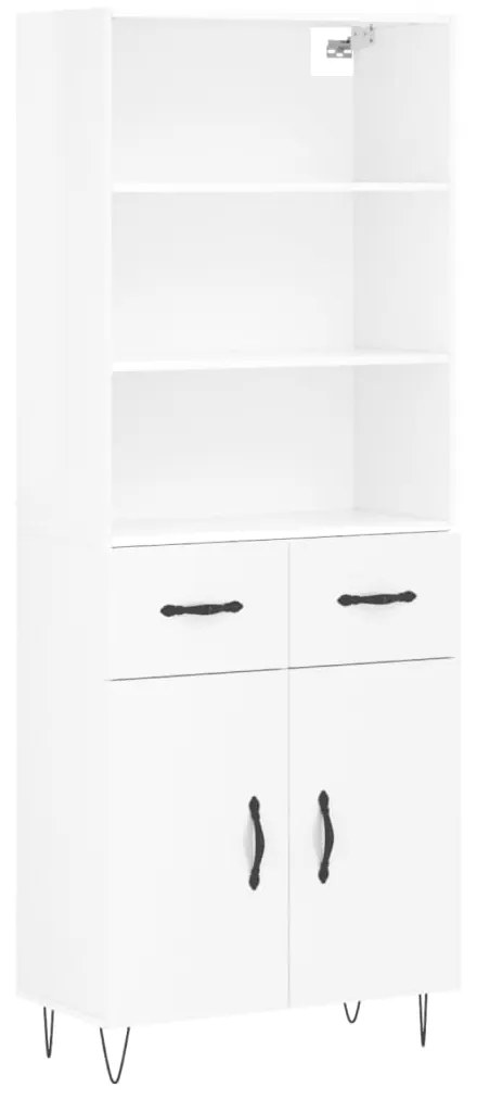 3200547 vidaXL Dulap înalt, alb extralucios, 69,5x34x180 cm, lemn compozit