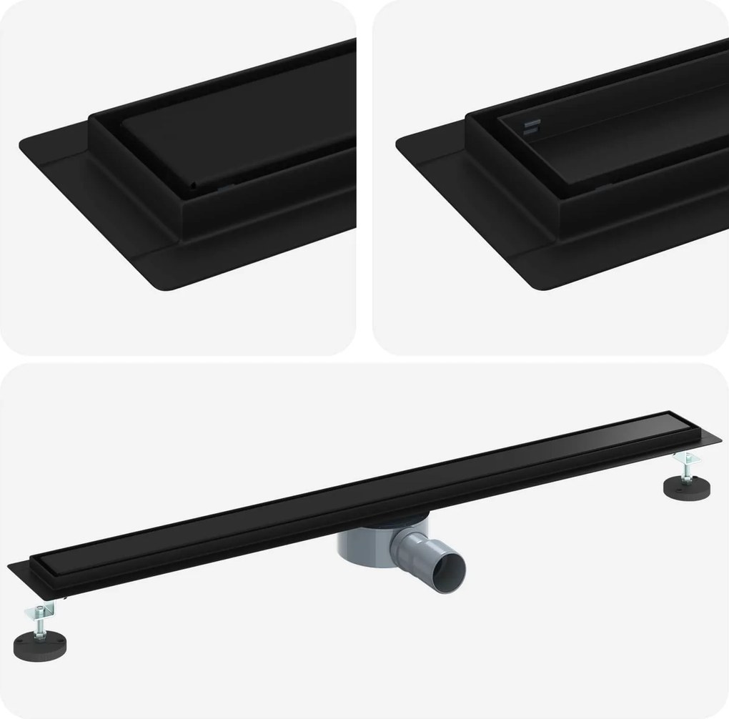 vidaXL Scurgere de duș 2 în 1 cu sifon 360° Negru 90 cm