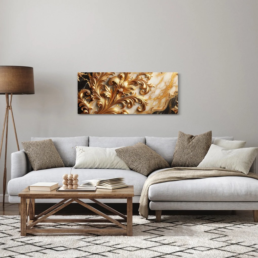Tablou - Marmură cu auriu (120x50 cm)