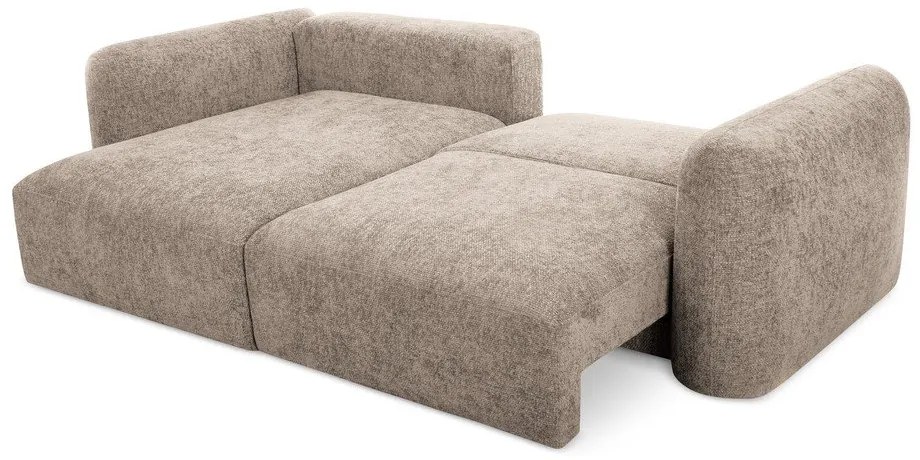 Colțar maro deschis extensibil/cu spațiu de depozitare cu tapițerie din chenille (cu colț pe partea stângă/cu șezlong) Mele – Makamii