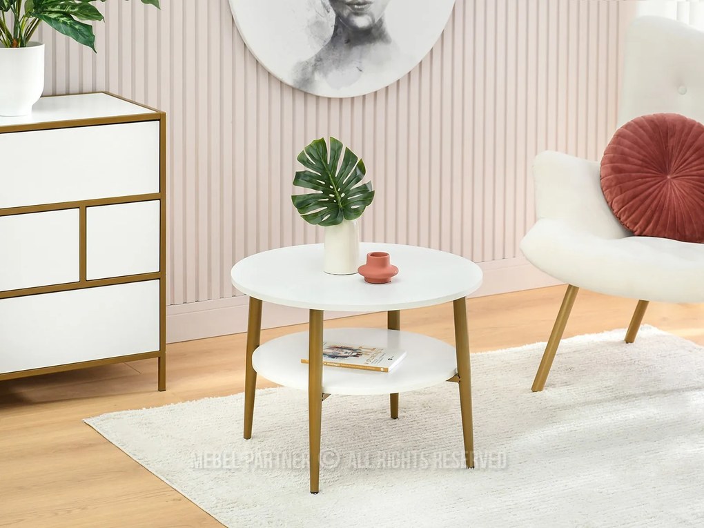 Măsuță de cafea Randolf S (lemn alb + auriu). Promo -6%. 1111689
