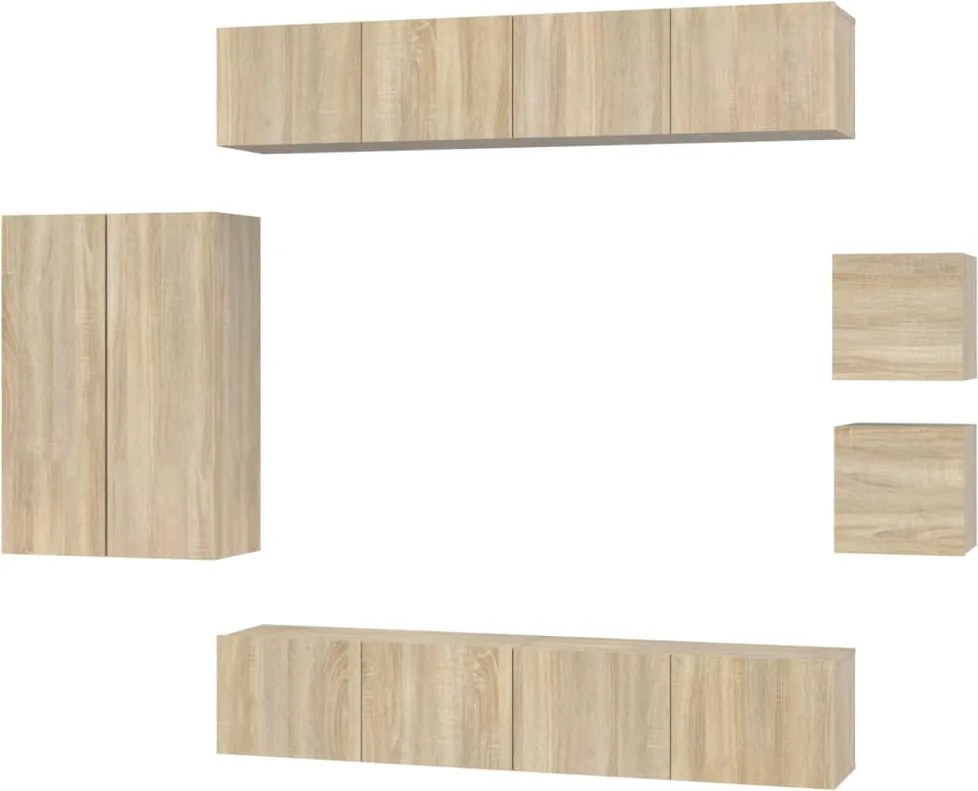 vidaXL Set dulap TV, 8 piese, stejar sonoma, lemn prelucrat