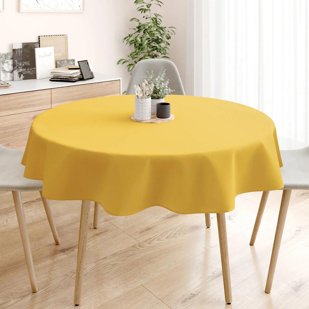 Goldea față de masă 100% bumbac galben-miere - rotundă Ø 120 cm