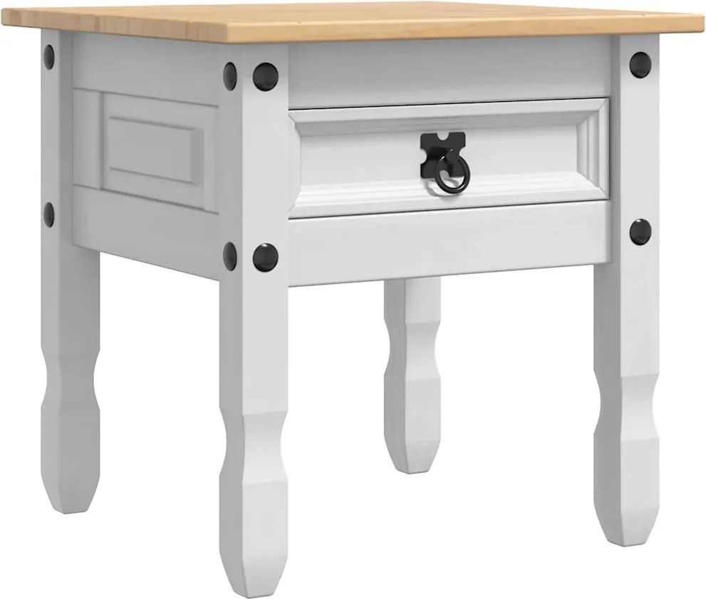 vidaXL Masă laterală Corona Alb 50 x 50 x 50 cm Lemn de pin masiv