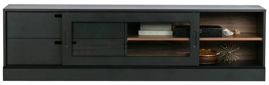 Comodă TV neagră din lemn de pin 180x50 cm James – WOOOD