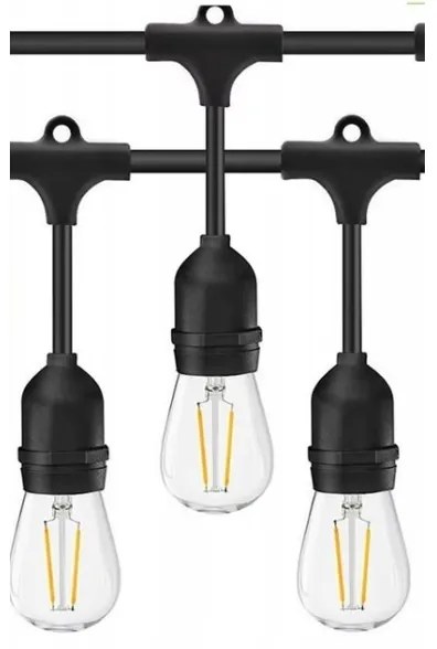 LED șir decorativ exterior 15xE27/1W/230V 15 m IP65 negru